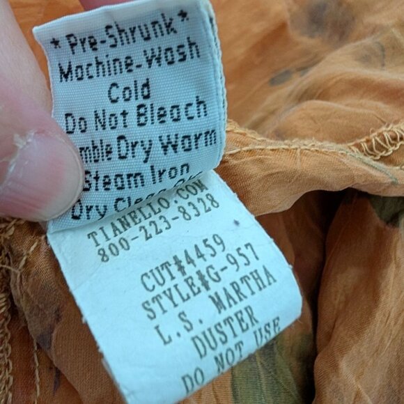 Tianello Martha Duster Womens Size Small Orange Floral Long Sleeve Cardigan - Picture 5 of 9